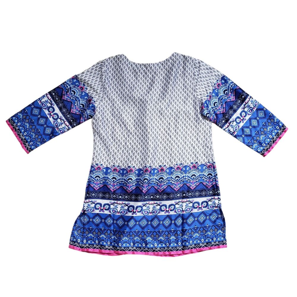 Soft Surroundings Tunic Blouse Small Satin Tassel 3/4 Sleeve Top Boho - Picture 7 of 11
